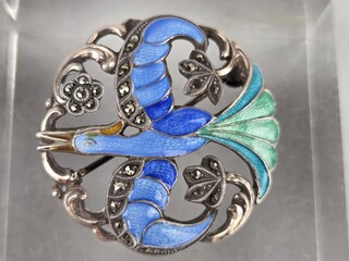 Art Nouveau brooch, 835 silver enamelled