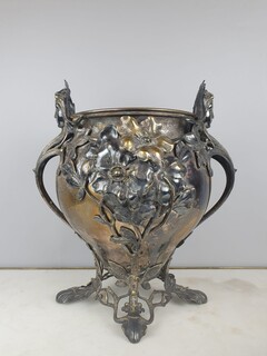 Art Nouveau silver-plated brass flowerpot, circa 1900