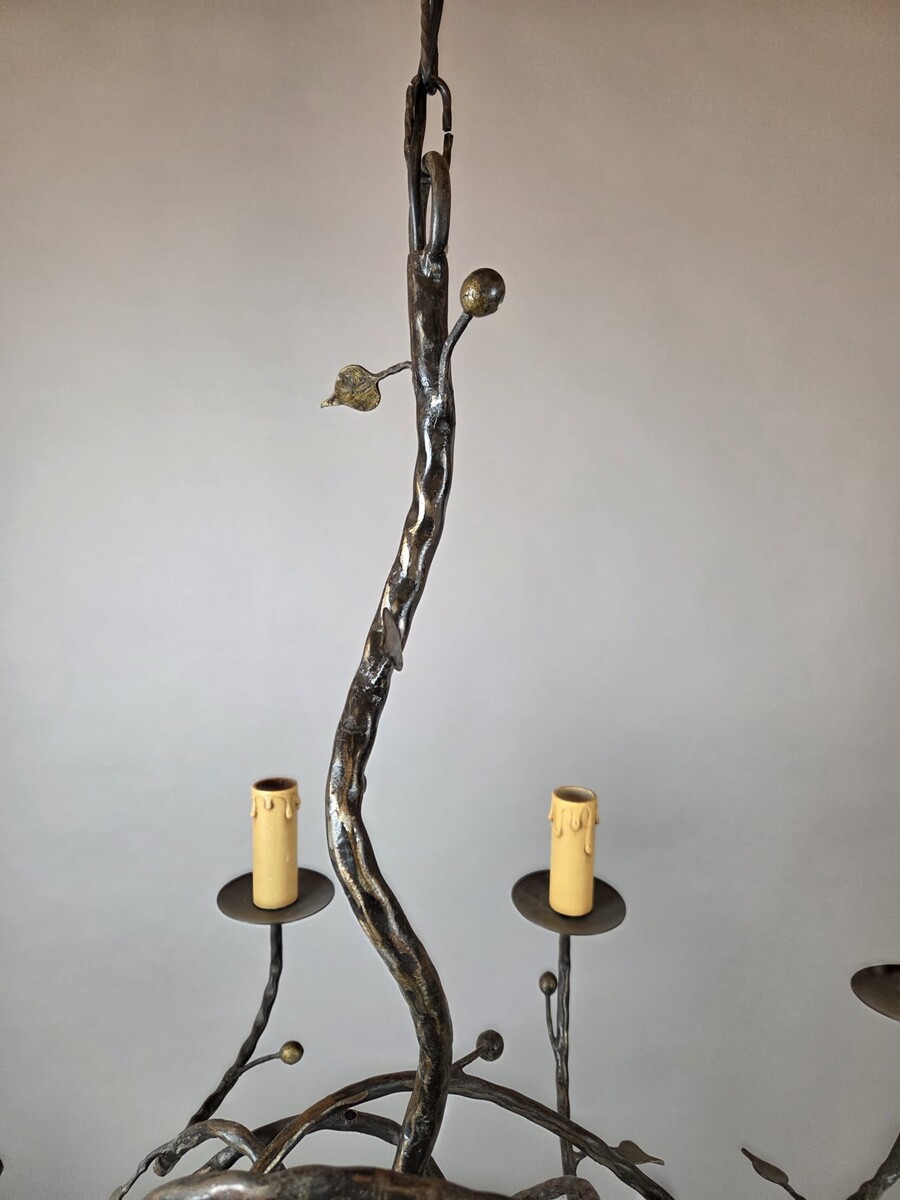 Art Nouveau style wrought iron chandelier, 20th