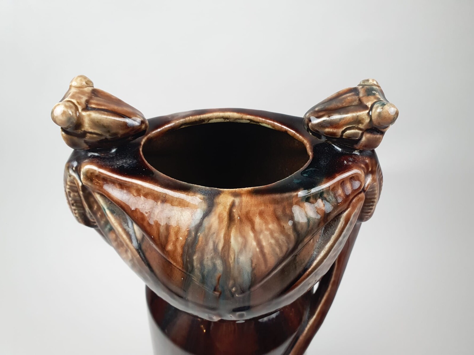 Art Nouveau Vase with Dragonflies, glazed earthenware