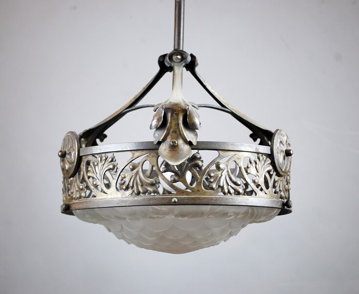 Art nouveau wrought iron chandelier