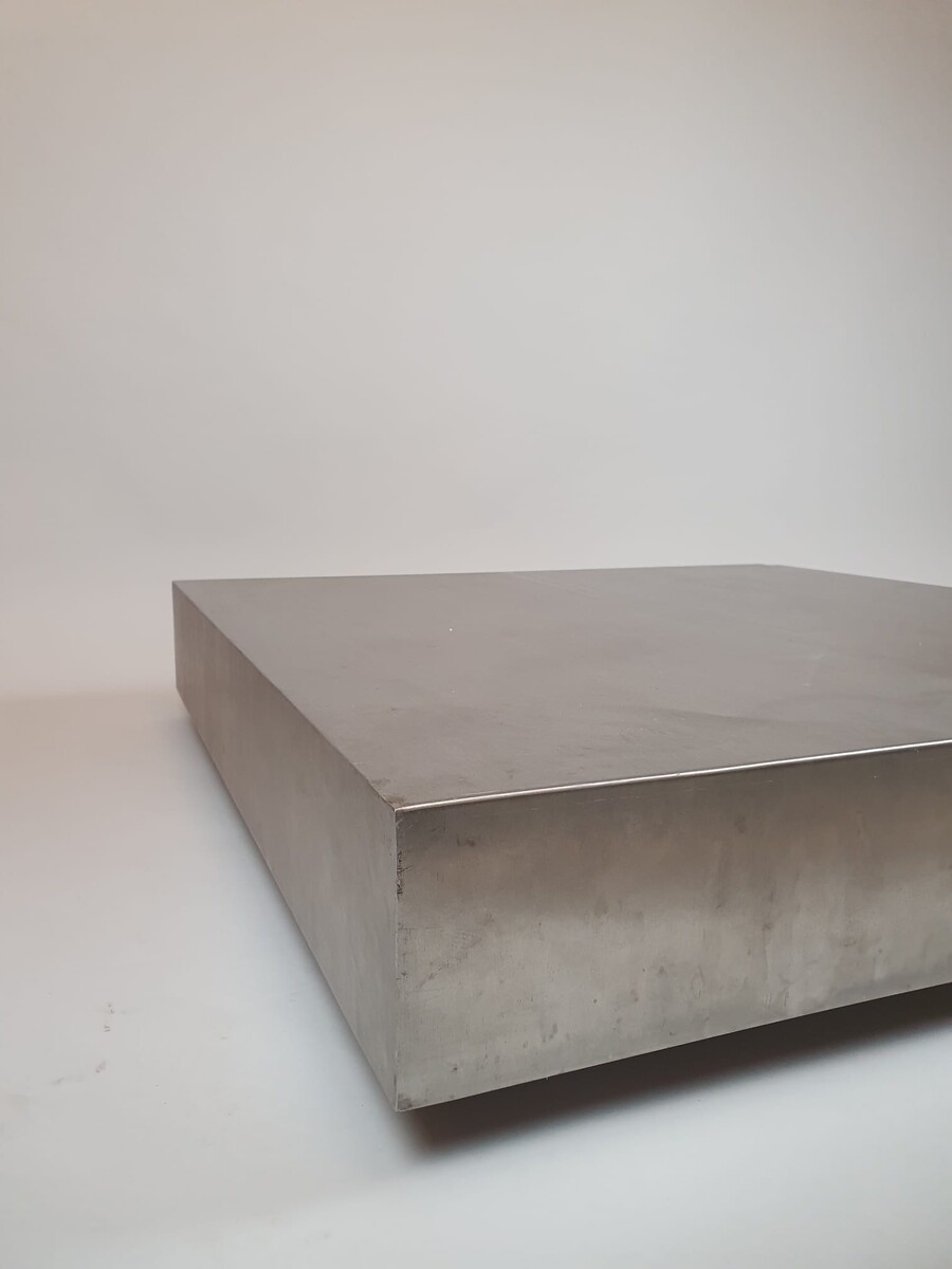 Attributed to Michel Boyer, brushed aluminum coffee table