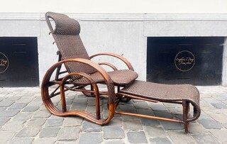 Bamboo and rattan chaise longue, 1950s