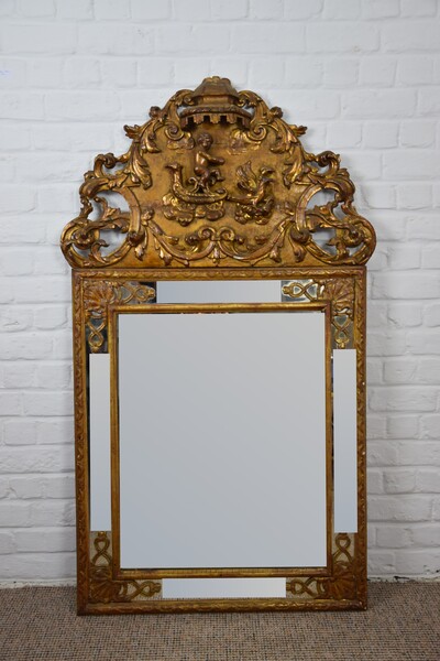 Beautiful carved wooden mirror - late 18th - recent mirror