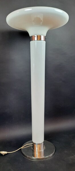 Beautiful floor lamp in opaline glass and chrome - Mazzega - circa 1970