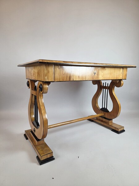 Biedermeier desk with a lyre motif, 19th