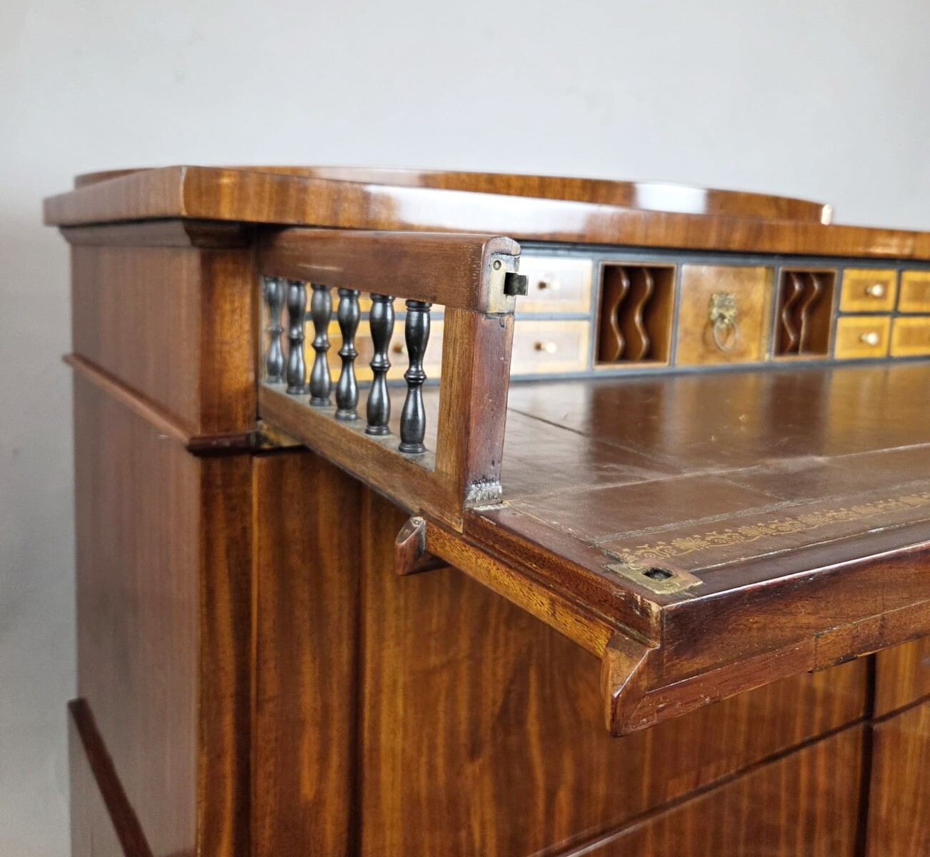 Biedermeier mahogany writing chest, Germany circa 1820