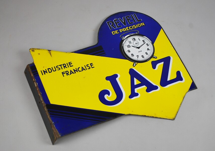 Biface enameled advertising sign Jaz