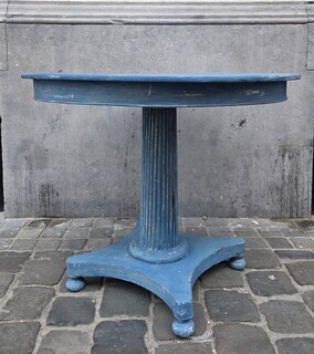 Blue-washed wooden pedestal table, Sweden, late 19th century