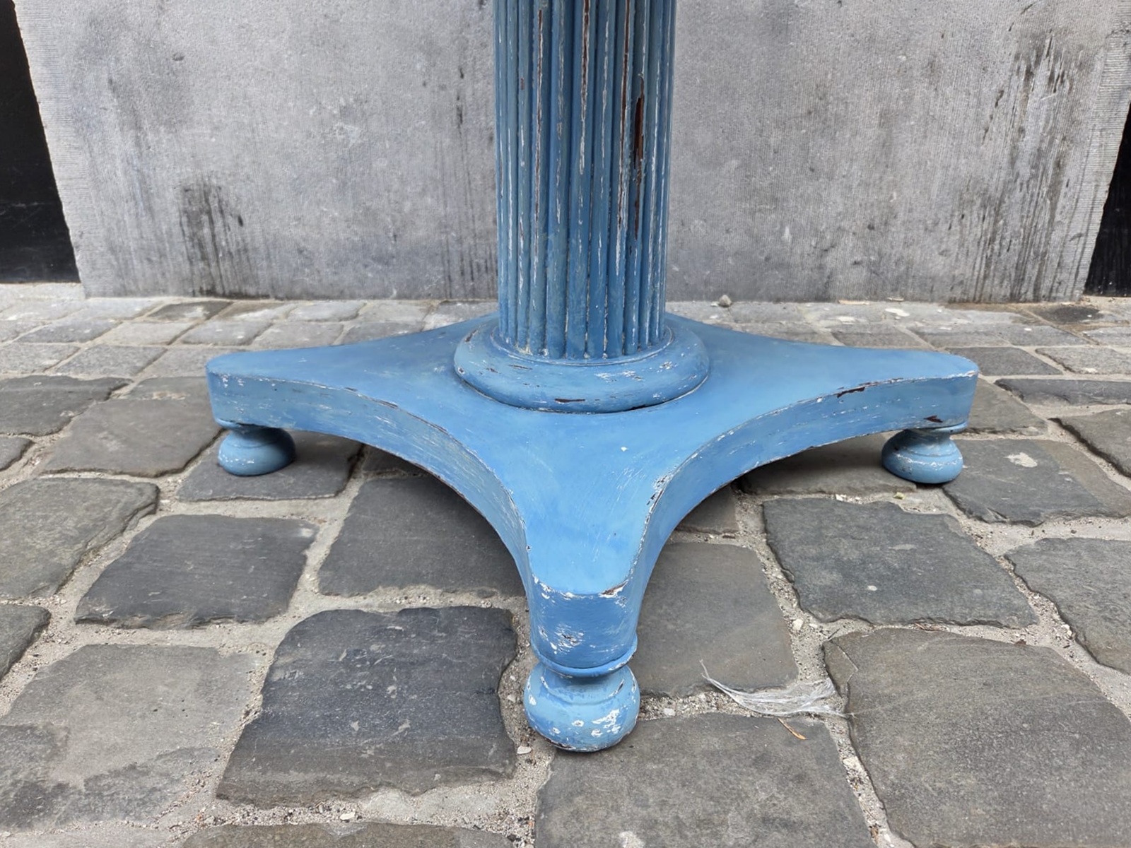 Blue-washed wooden pedestal table, Sweden, late 19th century