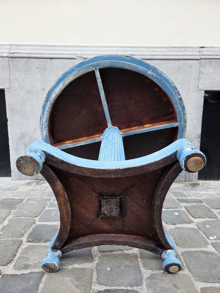 Blue-washed wooden pedestal table, Sweden, late 19th century
