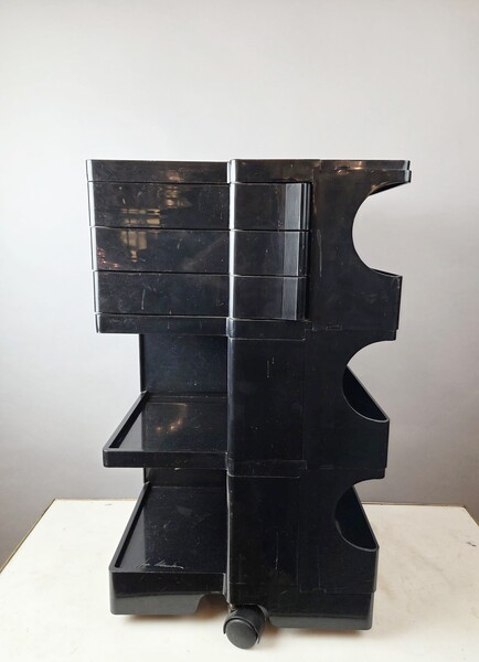 Boby serving cart by Joe Colombo in black ABS