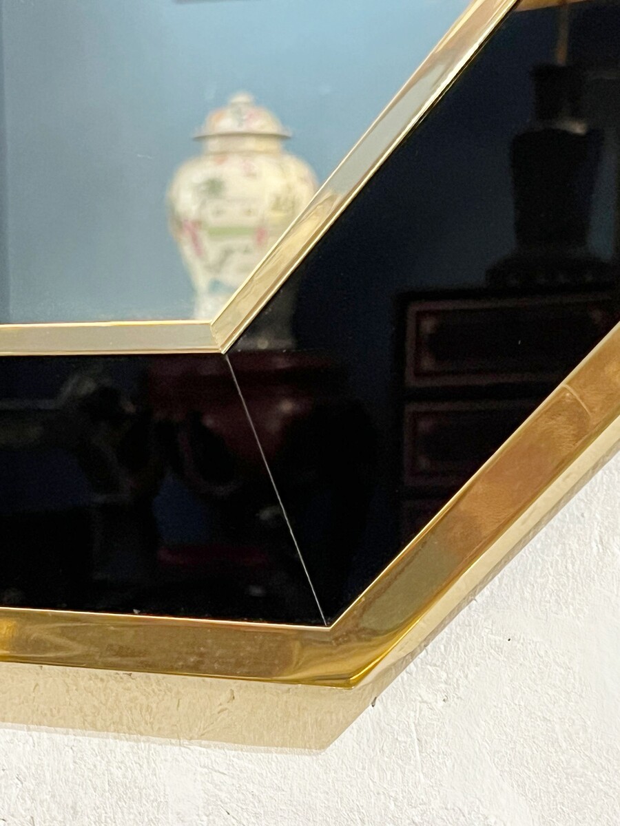 Brass And Acrylic Mirror, 1970s, E. Maville