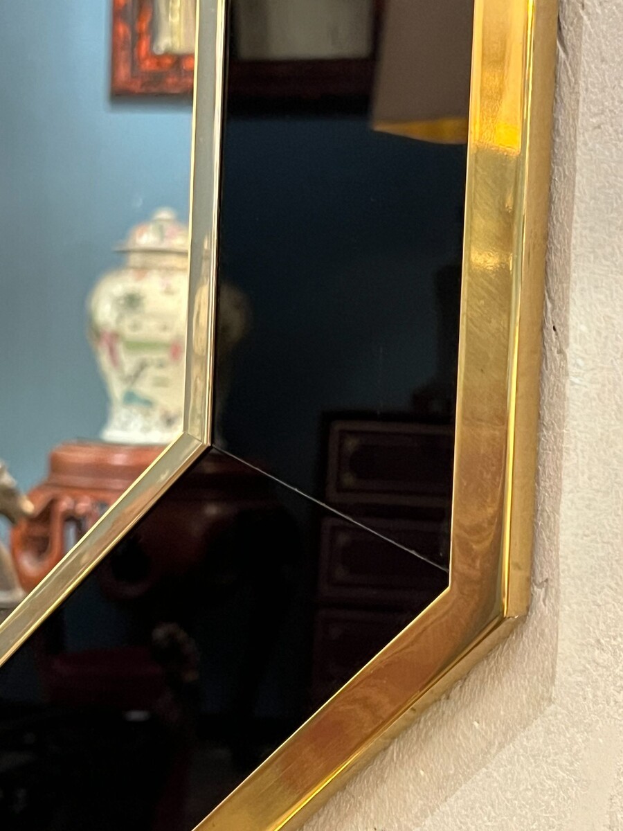 Brass And Acrylic Mirror, 1970s, E. Maville