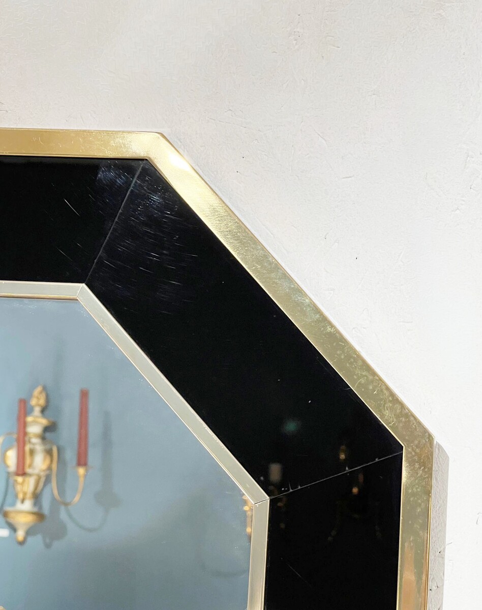 Brass and acrylic mirror from the 1970s. Designer: E. Maville