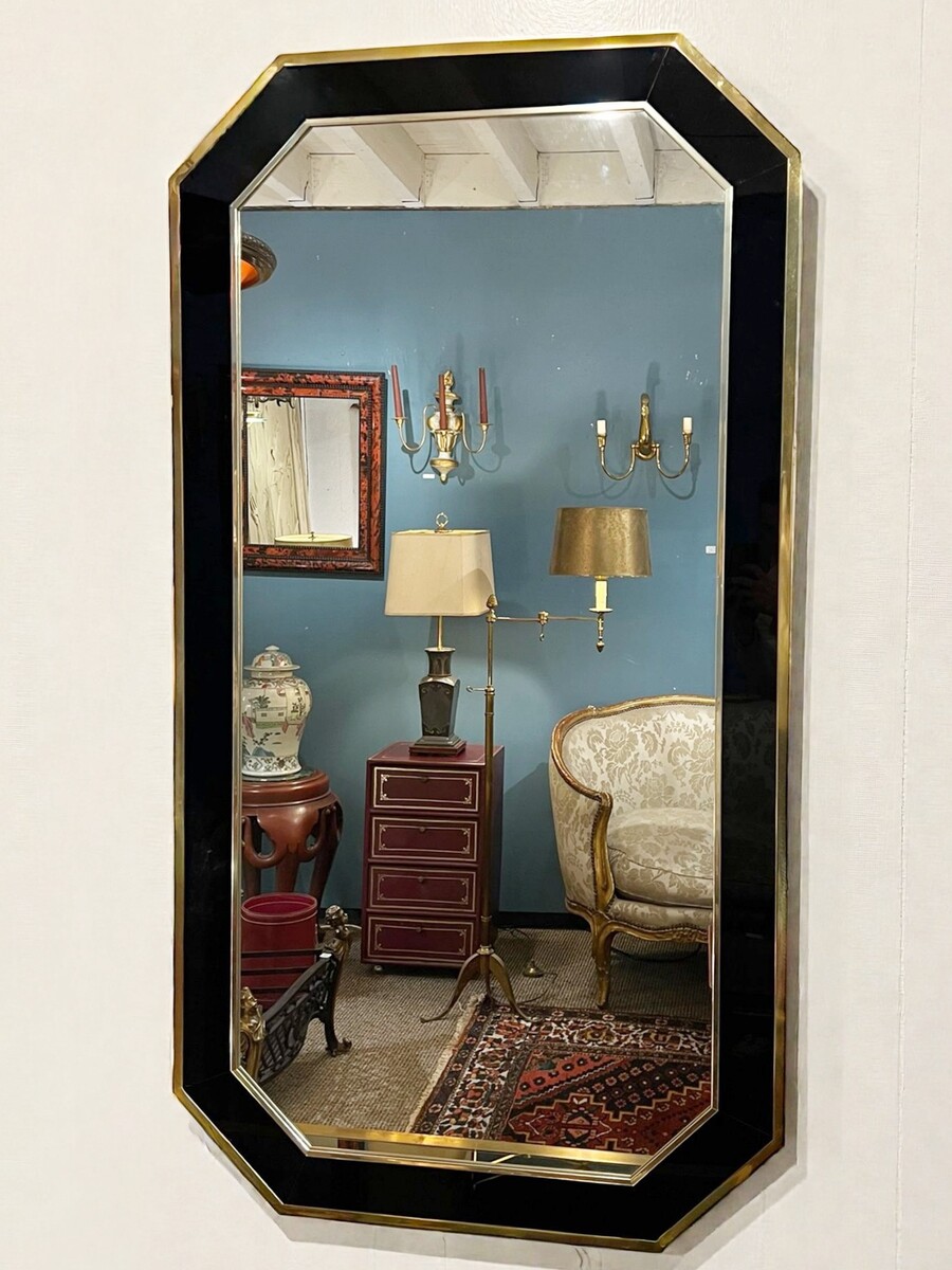 Brass and acrylic mirror from the 1970s. Designer: E. Maville