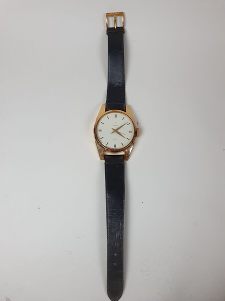 Brass and leather wall watch - Towncraft - circa 1960 - Japan