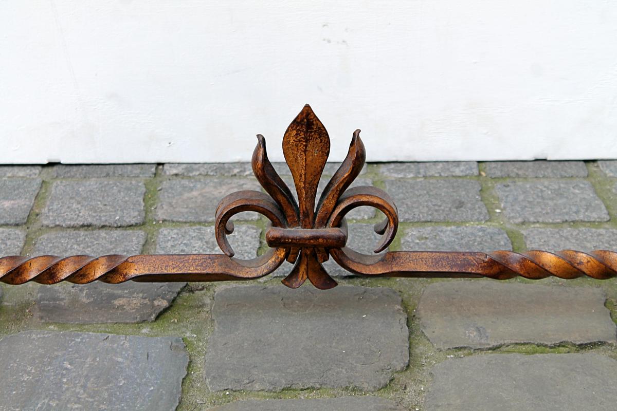 Bronze coffee table with eglomised glass top, circa 1940