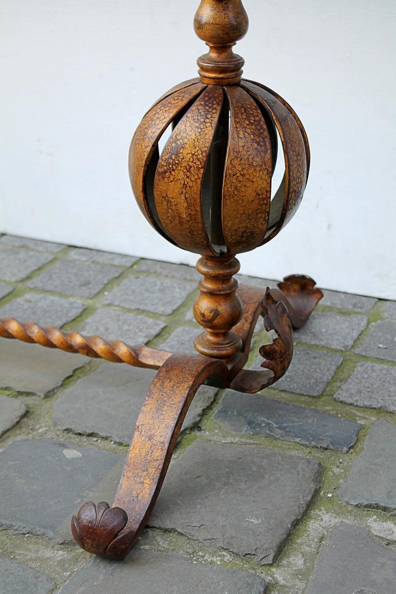 Bronze coffee table with eglomised glass top, circa 1940