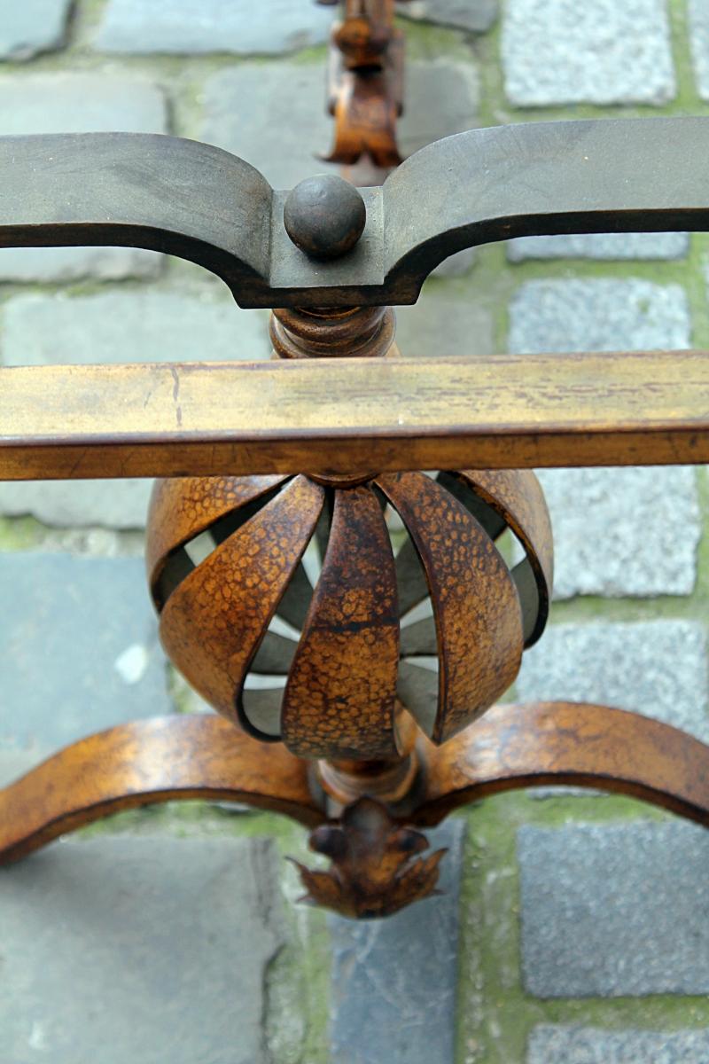 Bronze coffee table with eglomised glass top, circa 1940