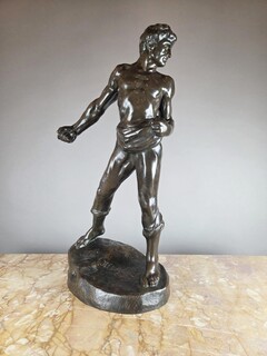 Bronze sculpture “The Sower,” signed by Jef Lambeaux