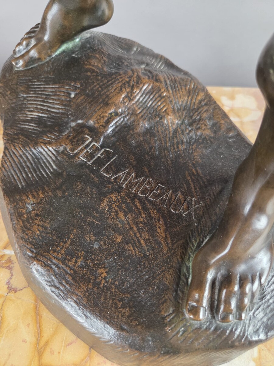 Bronze sculpture “The Sower,” signed by Jef Lambeaux