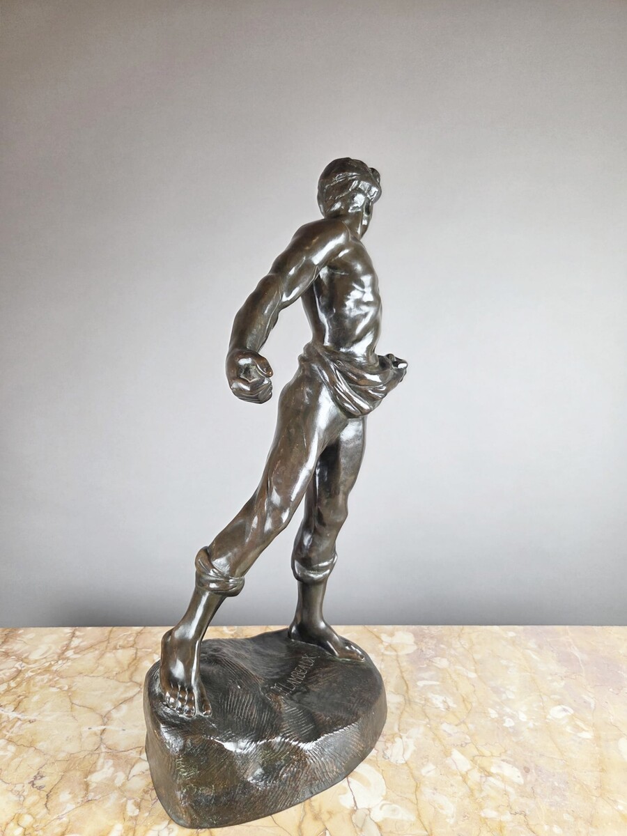 Bronze sculpture “The Sower,” signed by Jef Lambeaux