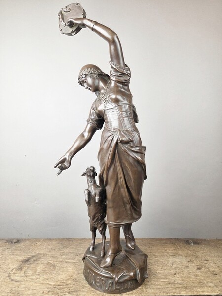 Brown patina bronze by Eugène Marioton, 