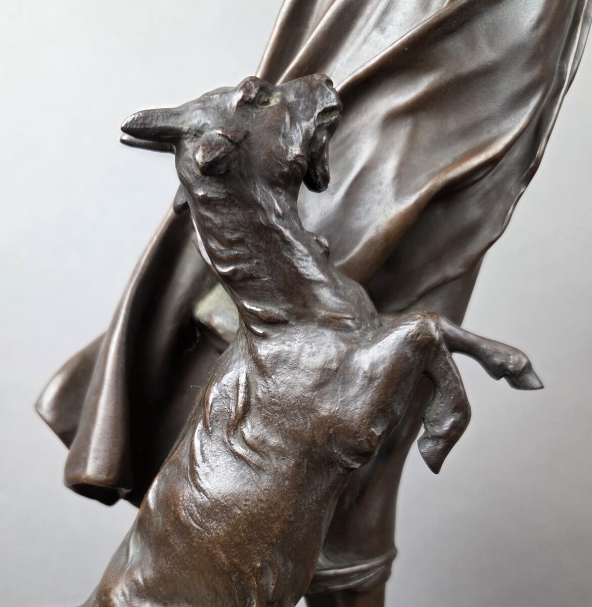 Brown patina bronze by Eugène Marioton, 