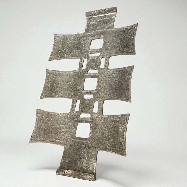 Brutalist 1970s door handle in cast aluminum