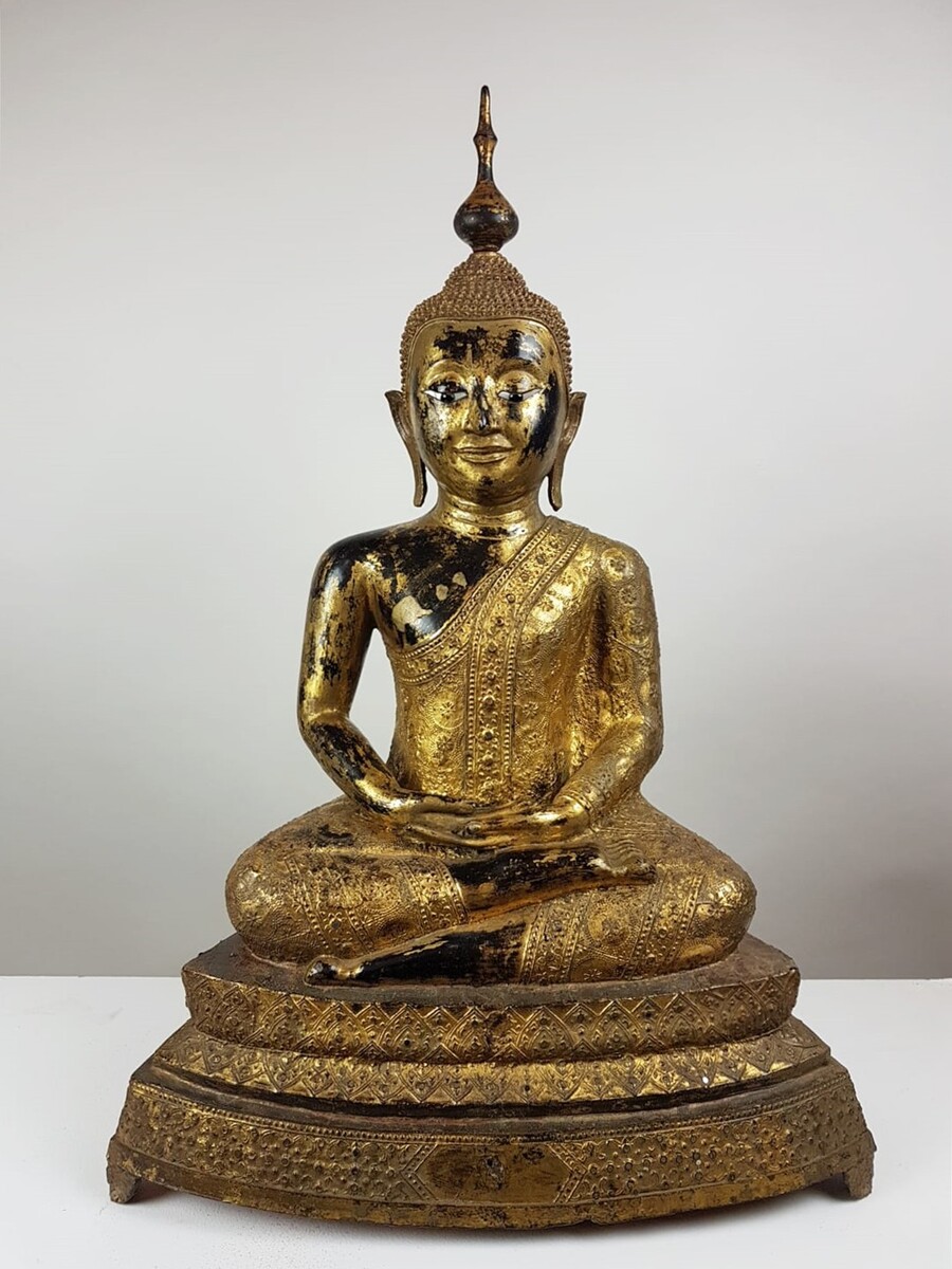 Buddha in gilded bronze, Thai work early 19th