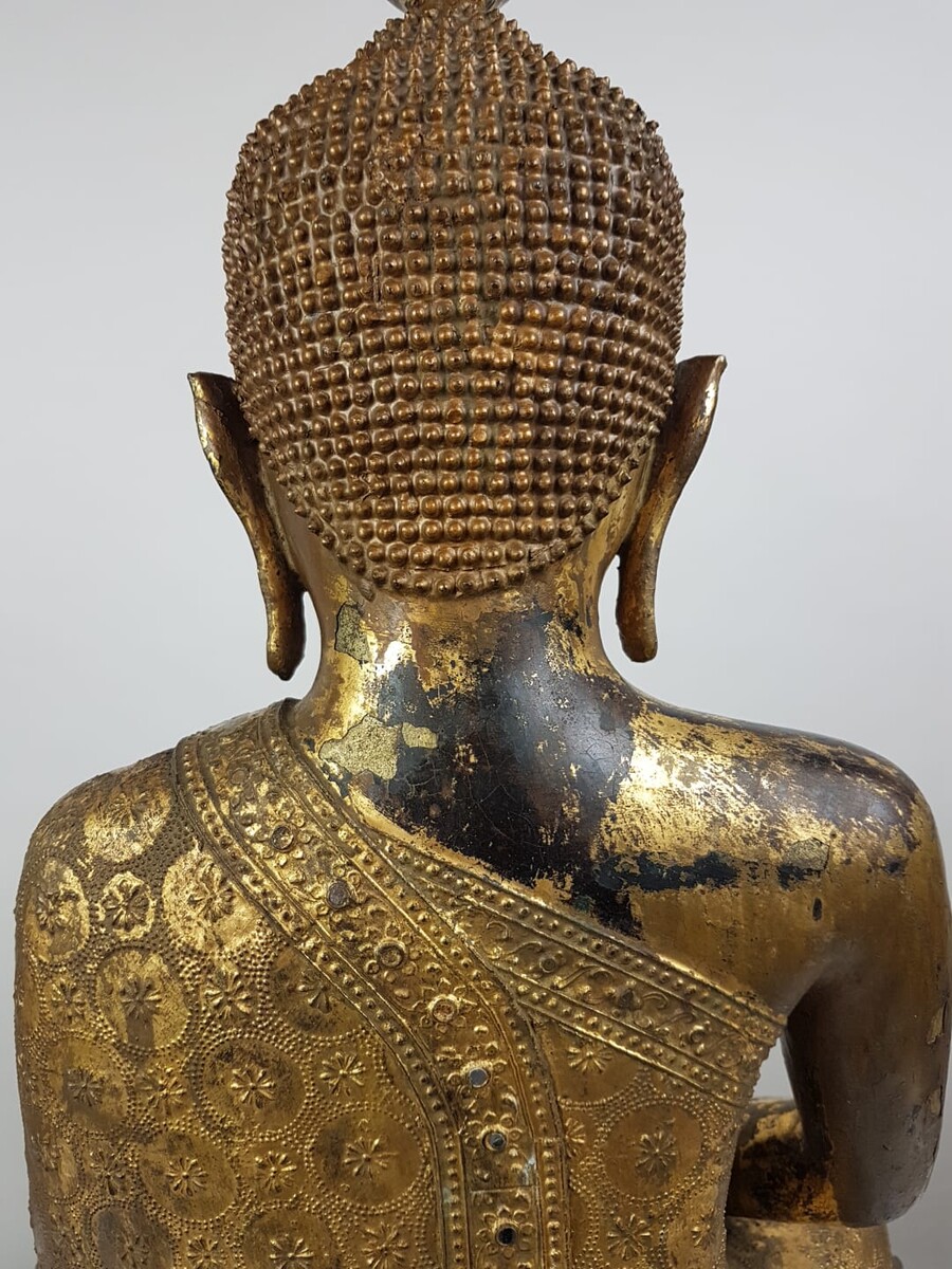 Buddha in gilded bronze, Thai work early 19th