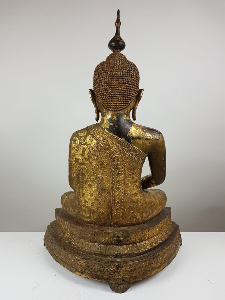 Buddha in gilded bronze, Thai work early 19th