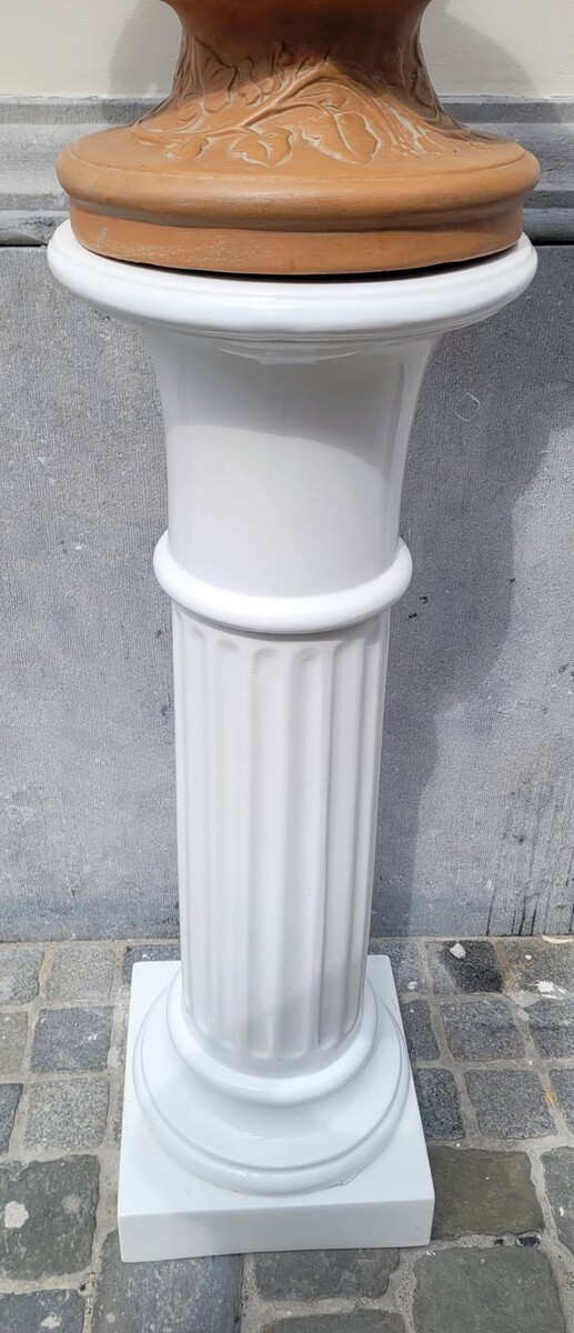 bust on terracotta / glazed and its column - circa 1950 bust height: 70 cm