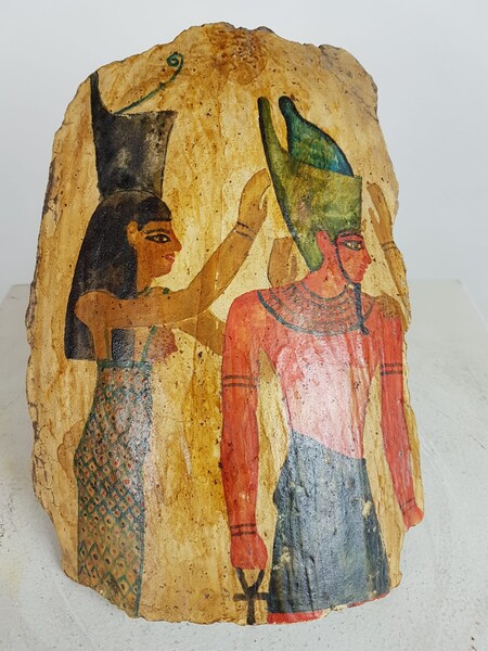 Cardboard mummy partly repainted and varnished, typical of Egypt during the Roman period