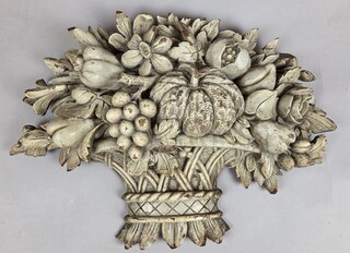 Carved and patinated wooden fruit basket, late 19th century