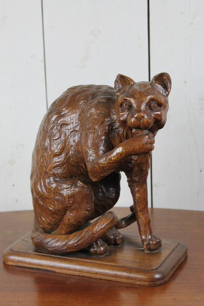Carved wooden cat