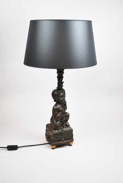 Carved wooden lamp base, Austrian work circa 1910