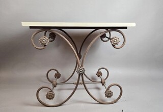 Cast iron butcher's table with marble top, late 19th century