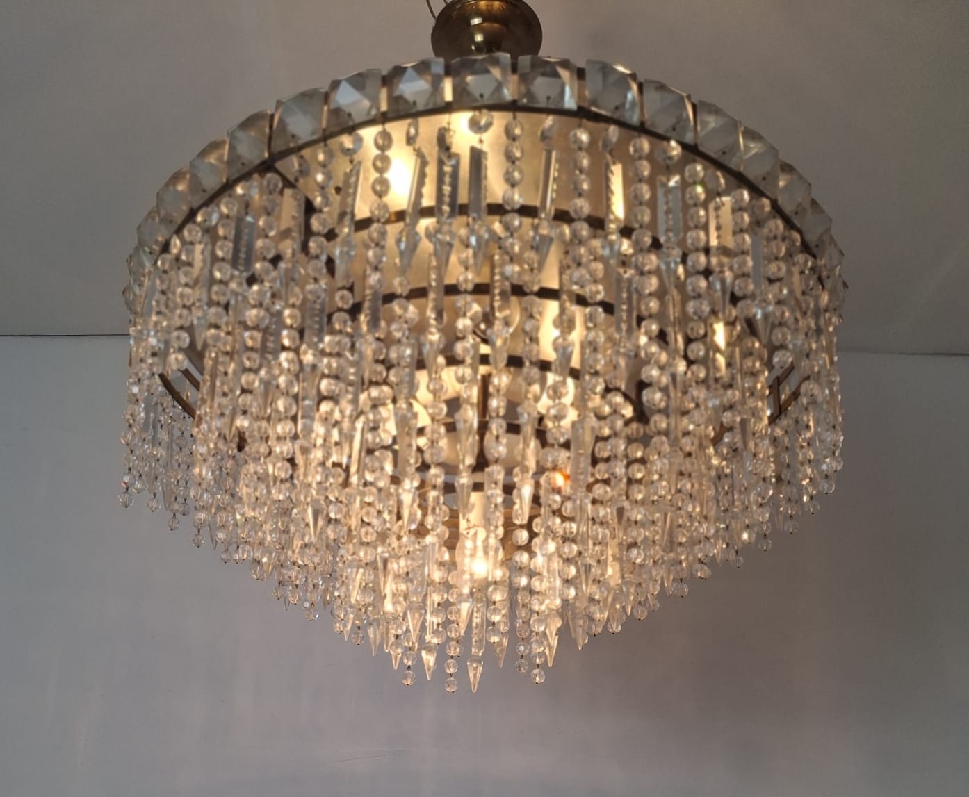 Ceiling light with glass pendants, circa 1940