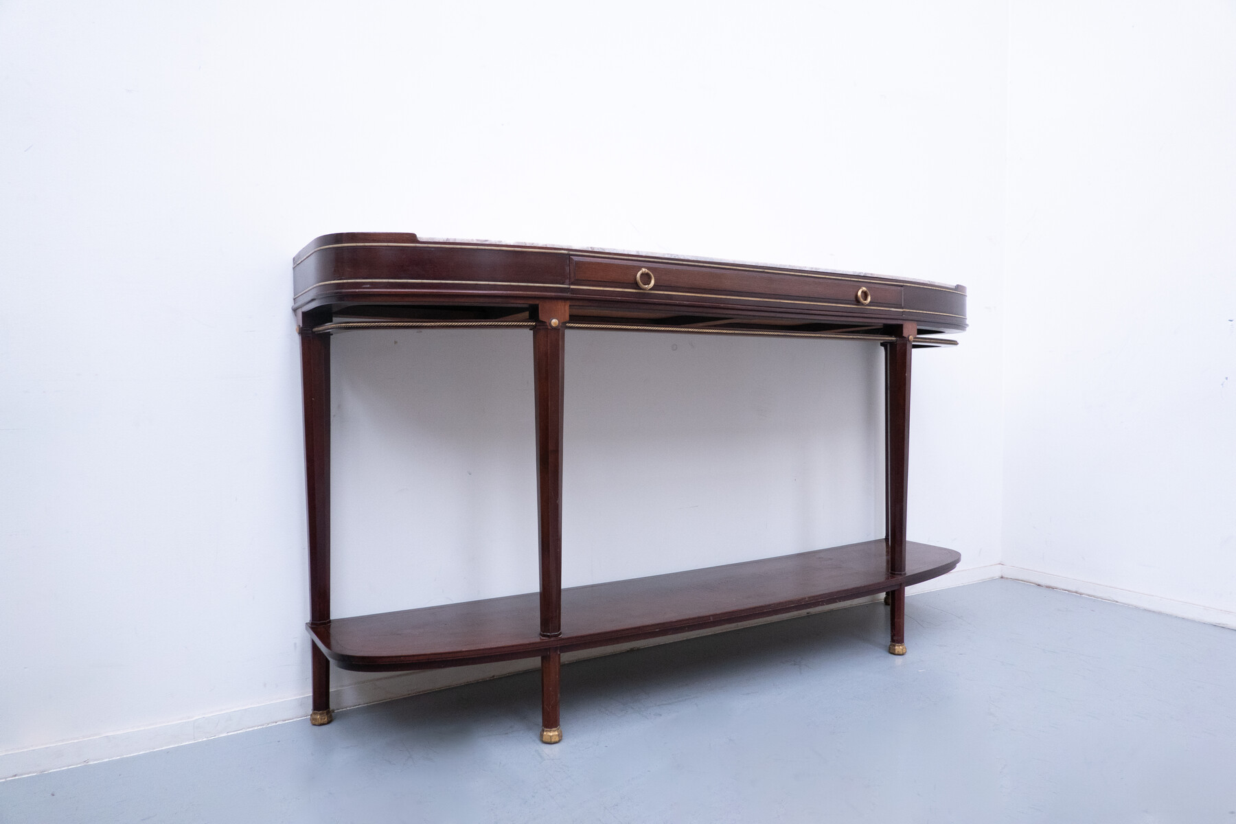 Chambon, console in mahogany, marble and gilt bronze
