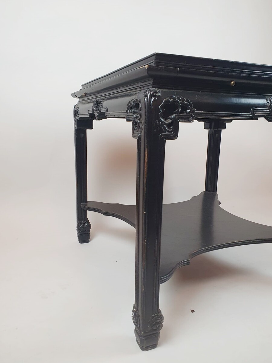Chambon in Brussels, Japanese-style side table in blackened wood, early 20th