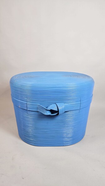 Chest of drawers in blue wood and rattan, Vivai del Sud, 1960s