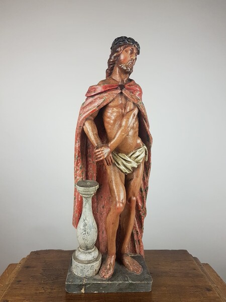 Christ at the column, carved and polychromed wood, Italy 18th
