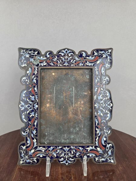 Cloisonné bronze photo holder, 19th century