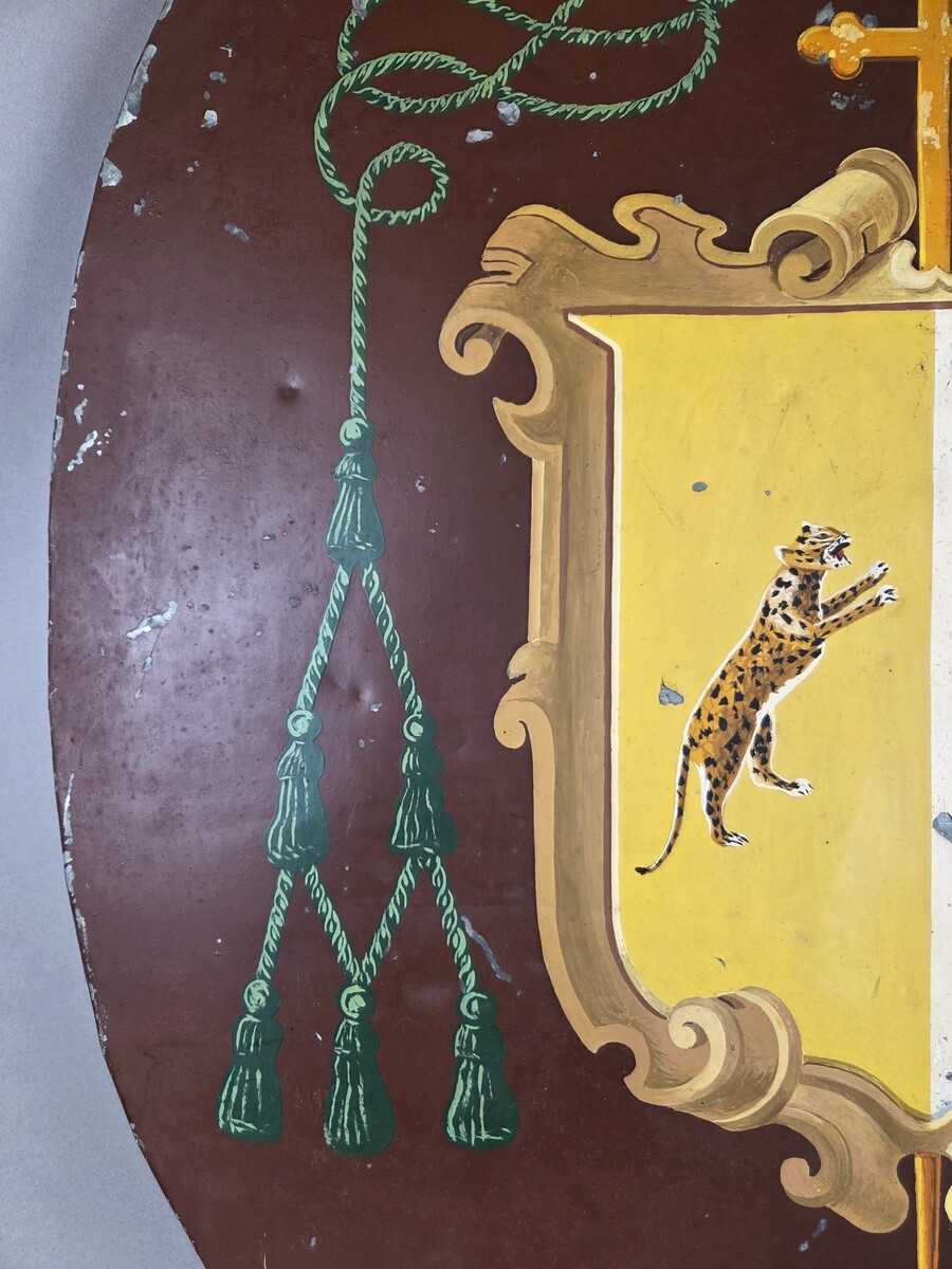 Coat of Arms panel in painted sheet metal, early 20th century 
