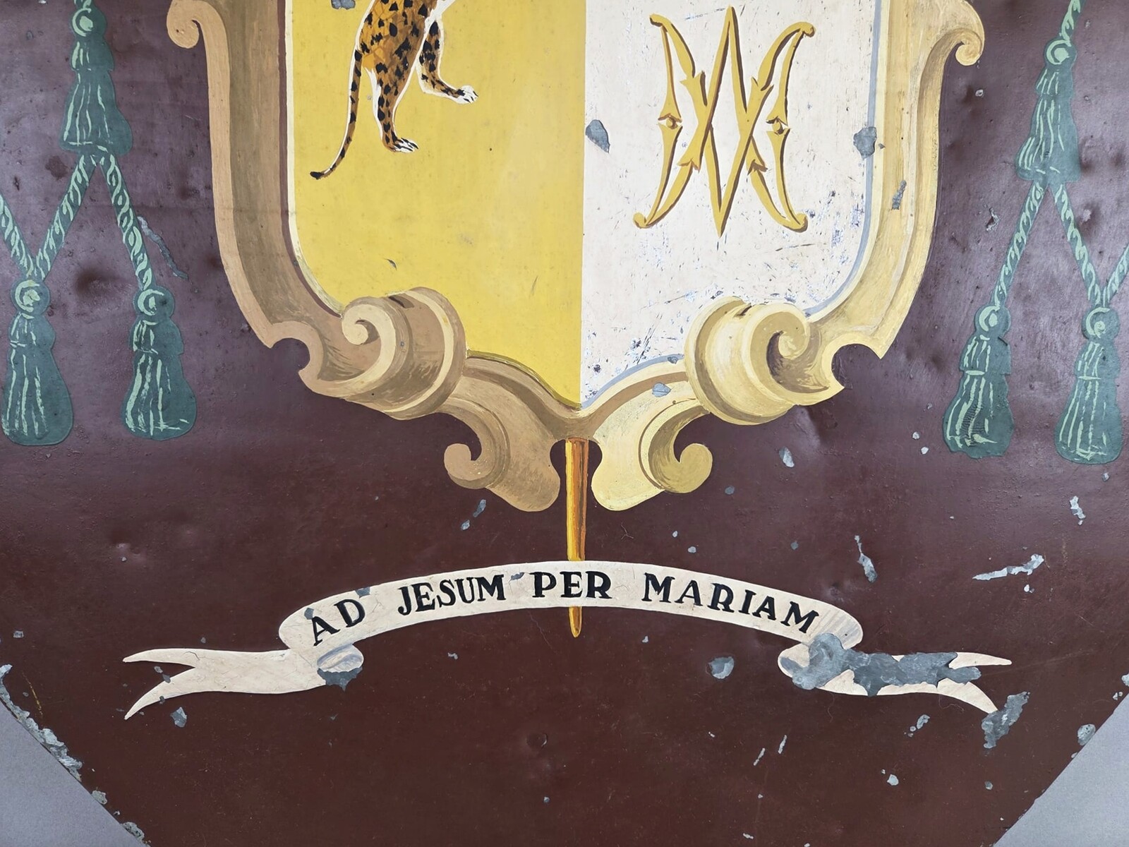 Coat of Arms panel in painted sheet metal, early 20th century 