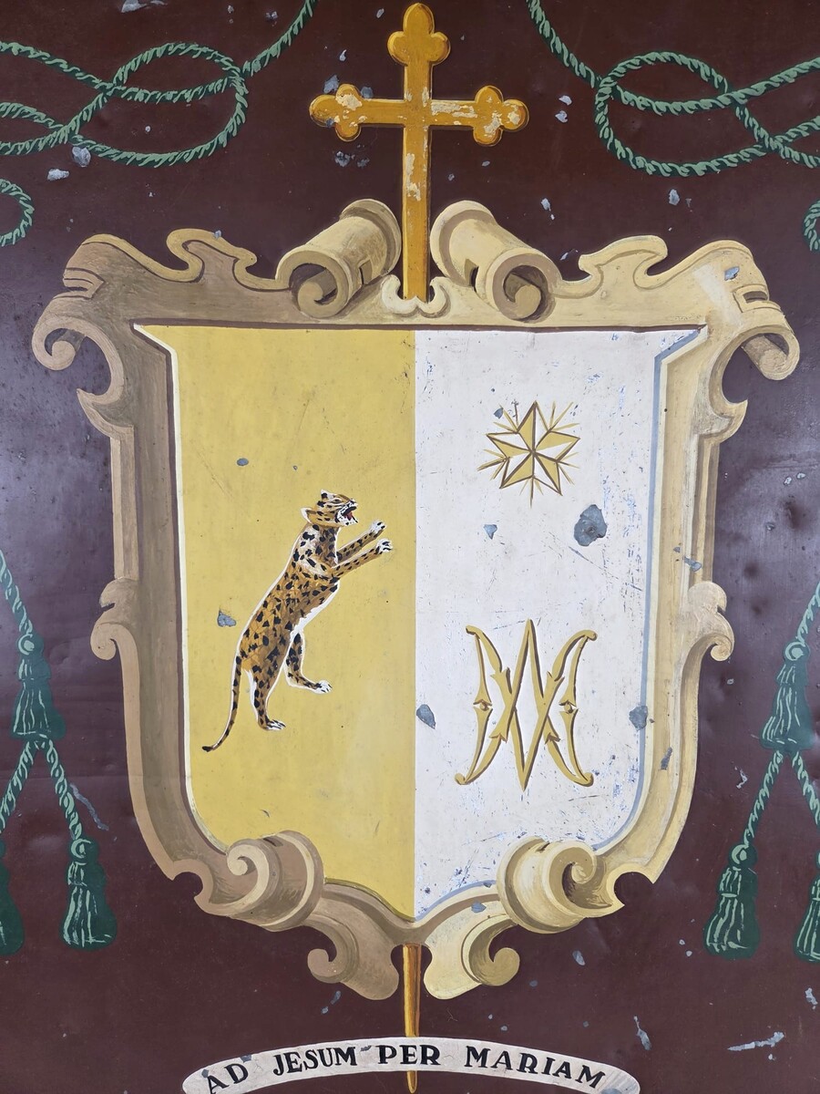 Coat of Arms panel in painted sheet metal, early 20th century 