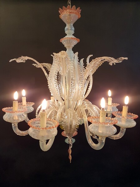 Colored Murano glass chandelier - 8 sconces