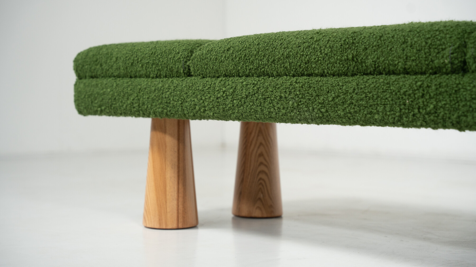 Contemporary green bench, wood and fabric, Italy
